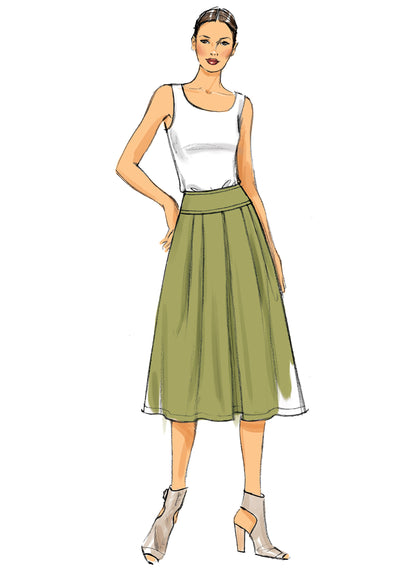 Vogue Patterns V9090 envelope showing misses' pleated skirt designs