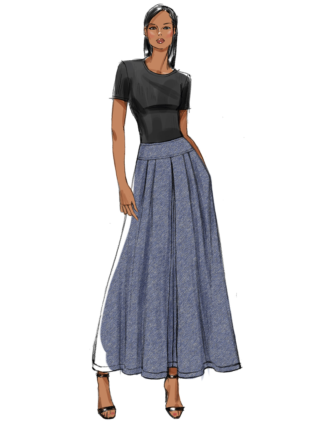 Vogue Patterns V9090 envelope showing misses' pleated skirt designs