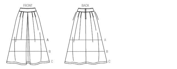 Vogue Patterns V9090 envelope showing misses' pleated skirt designs