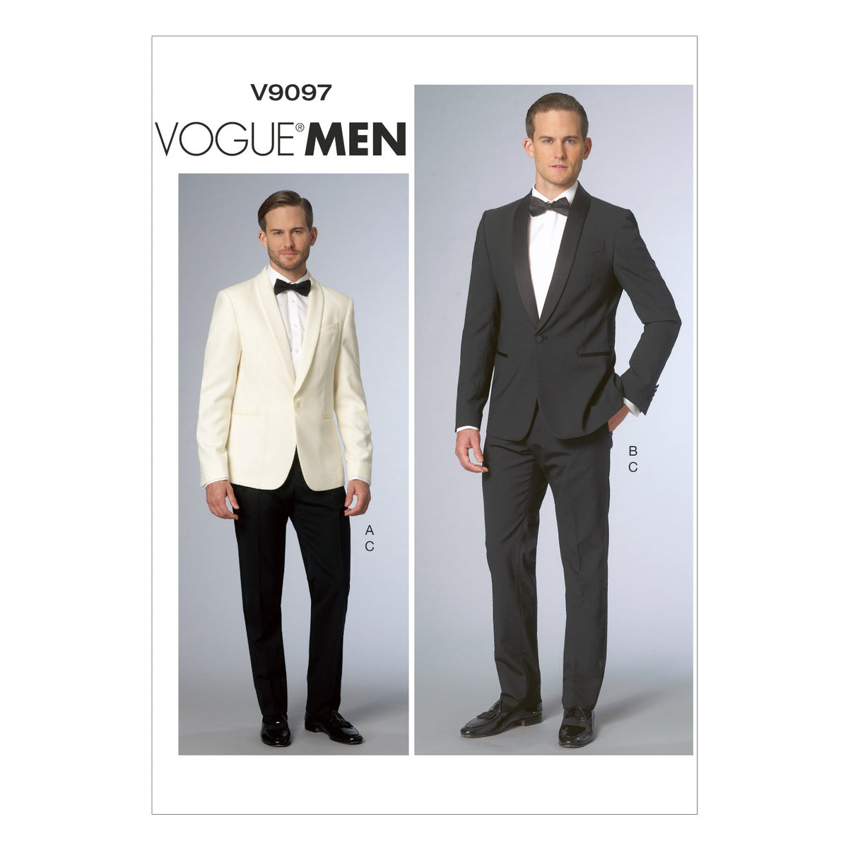 Vogue Patterns V9097 envelope showing men's lined jacket designs