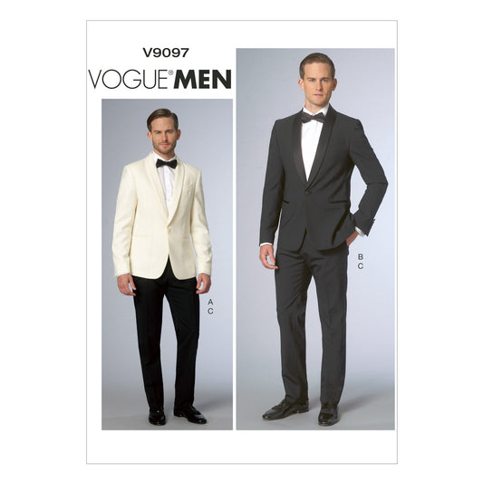 Vogue Patterns V9097 envelope showing men's lined jacket designs