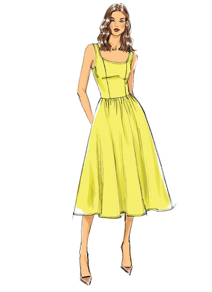 Vogue Patterns V9100 envelope showing misses' sleeveless dress designs