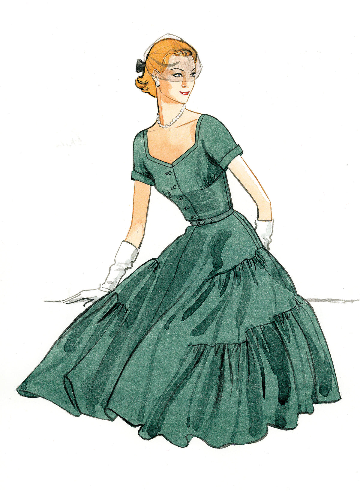 Vogue Patterns V9106 envelope showing misses' tiered pullover dress designs