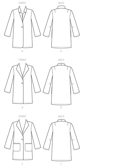 Vogue Patterns V9133 envelope showing misses' unlined jacket designs