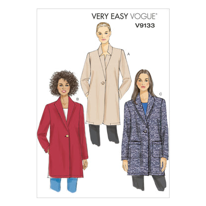 Vogue Patterns V9133 envelope showing misses' unlined jacket designs