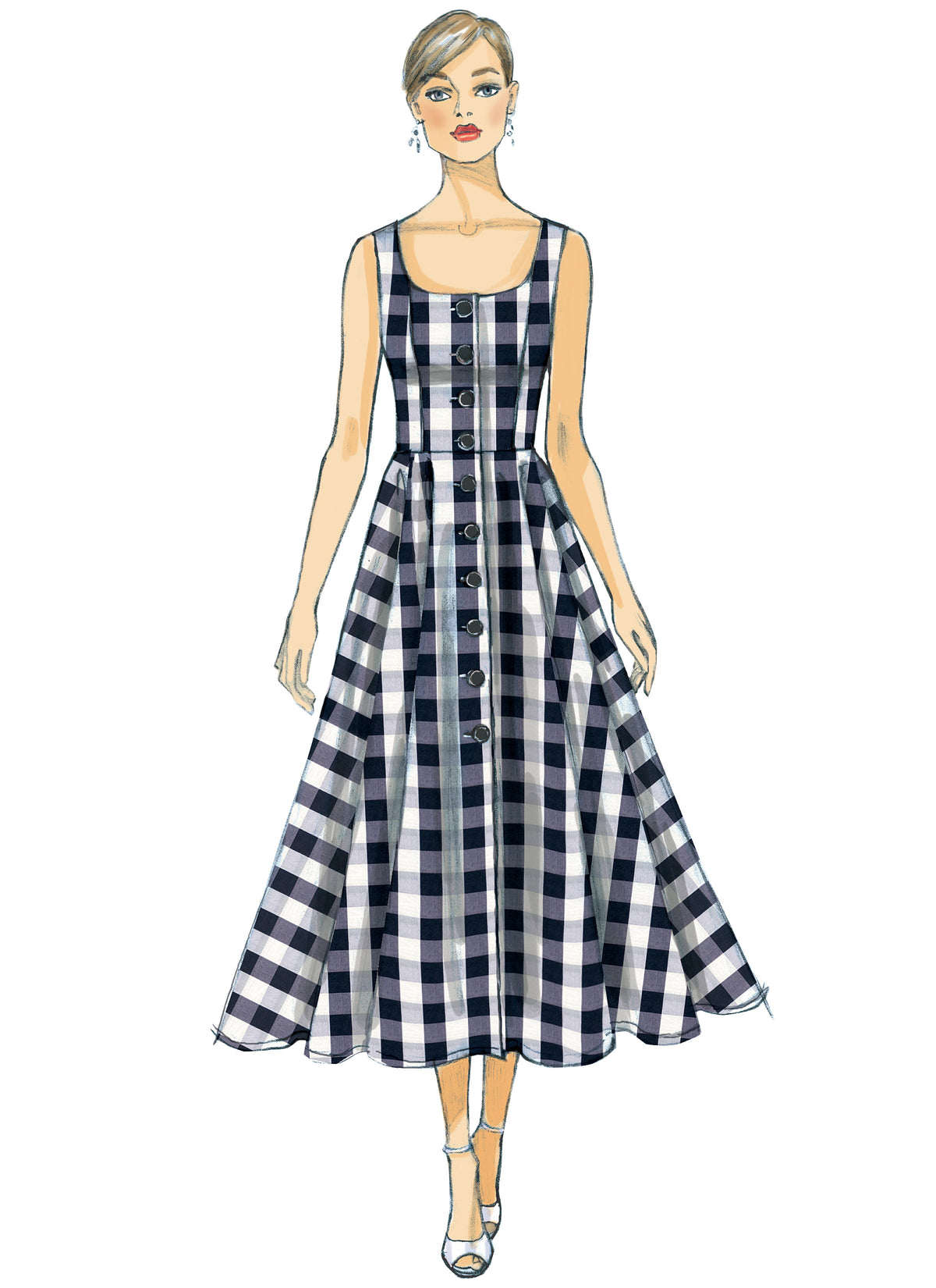 Vogue Patterns V9182 envelope showing misses' sleeveless button-front dress designs