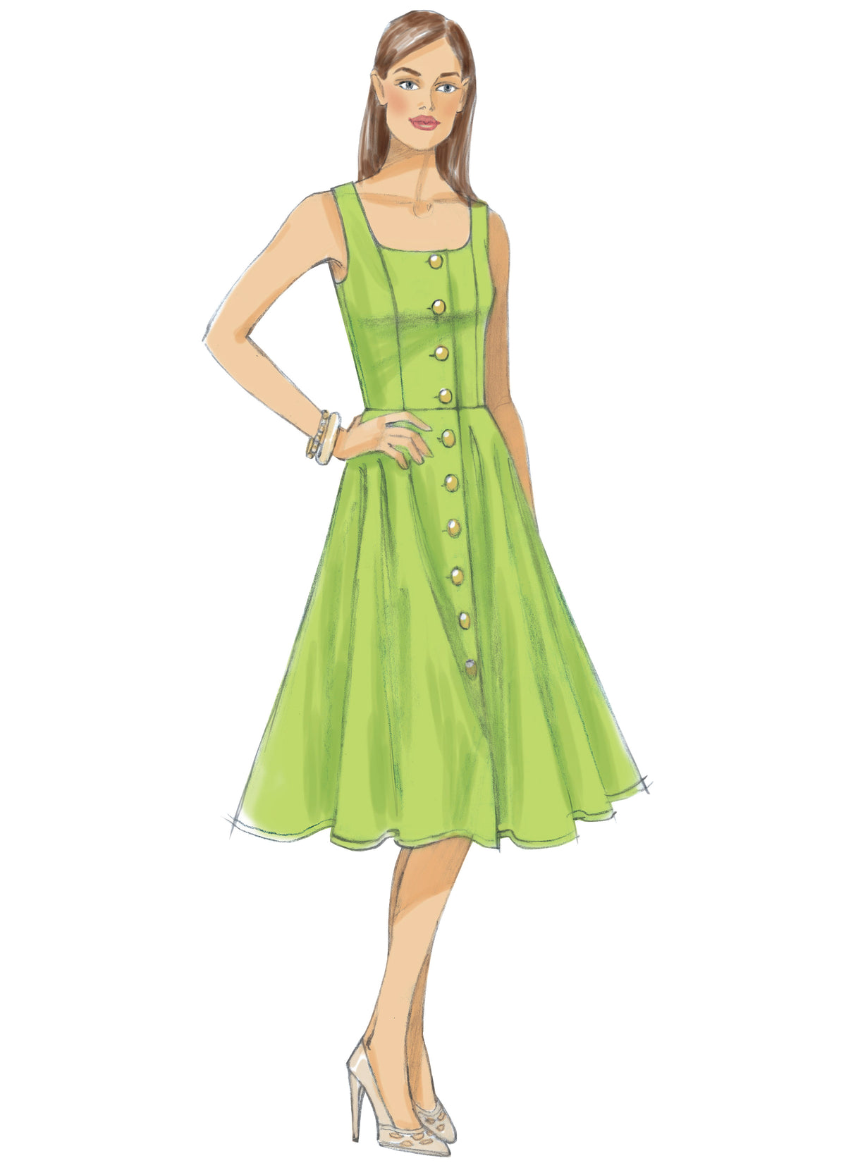 Vogue Patterns V9182 envelope showing misses' sleeveless button-front dress designs