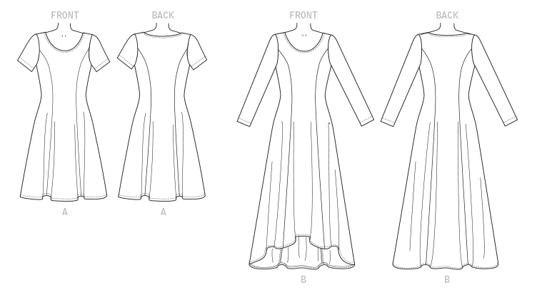 Vogue Patterns V9199 envelope showing misses' pullover dress designs