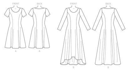 Vogue Patterns V9199 envelope showing misses' pullover dress designs