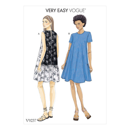 Vogue Patterns V9237 envelope showing misses' pullover dress designs