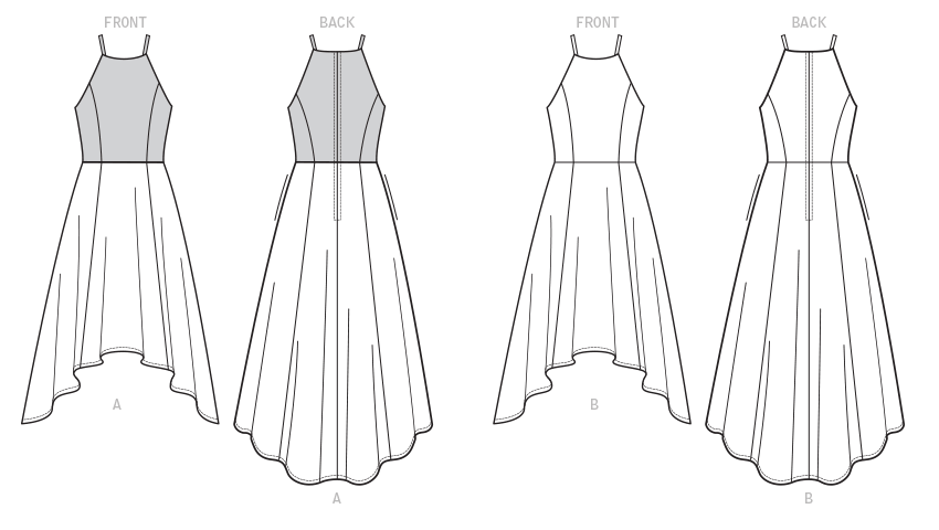 Vogue Patterns V9252 sewing pattern envelope showing the close-fitting dress designs