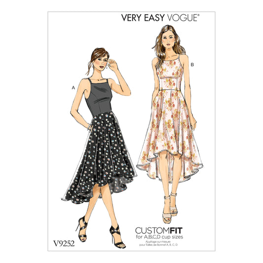Vogue Patterns V9252 sewing pattern envelope showing the close-fitting dress designs