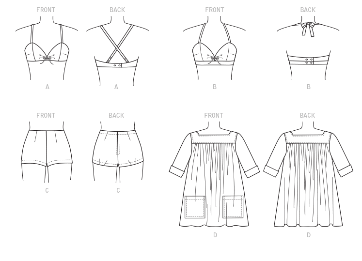 Vogue Patterns V9255 sewing pattern envelope showing the lined bra designs