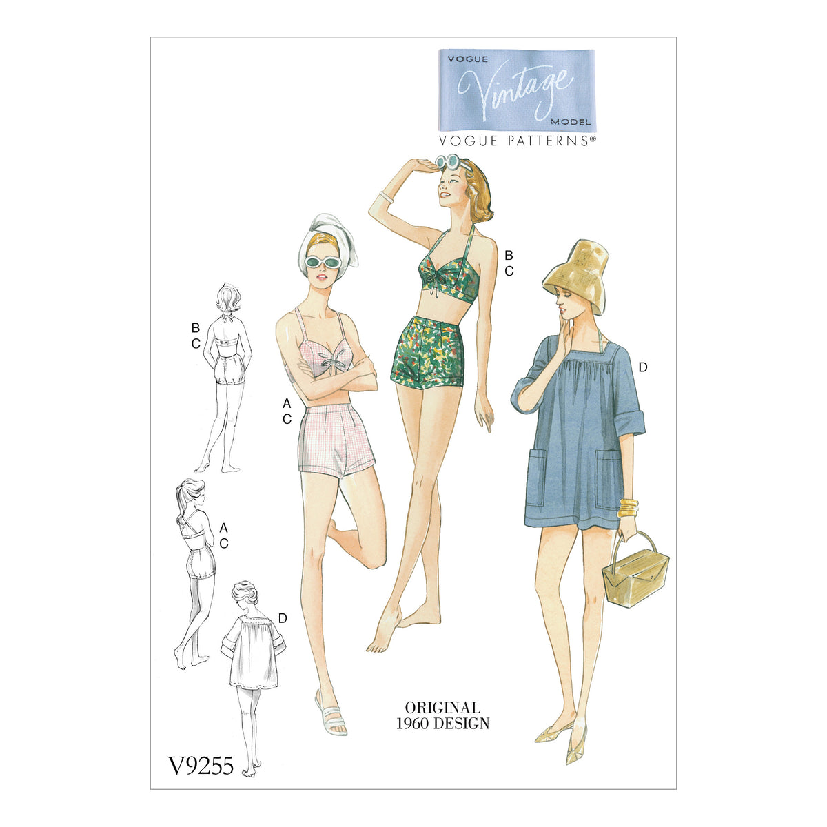 Vogue Patterns V9255 sewing pattern envelope showing the lined bra designs