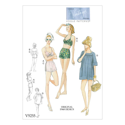 Vogue Patterns V9255 sewing pattern envelope showing the lined bra designs