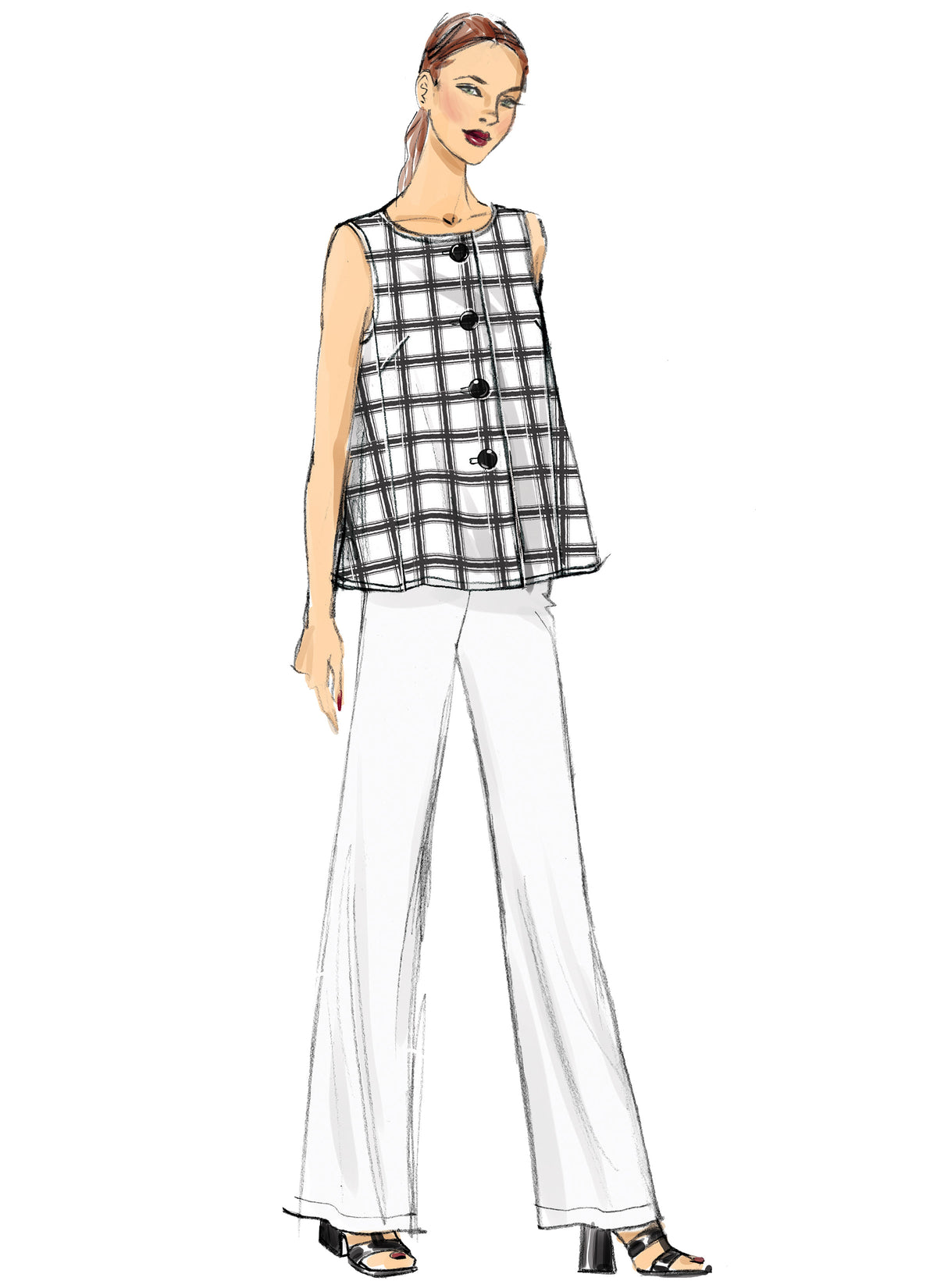 Vogue Patterns V9258 sewing pattern envelope showing the loose-fitting top designs