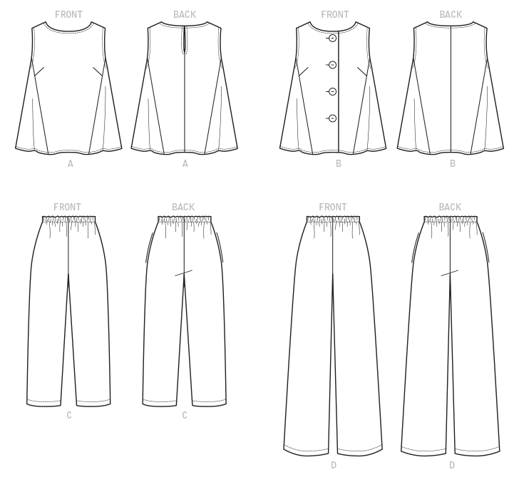 Vogue Patterns V9258 sewing pattern envelope showing the loose-fitting top designs