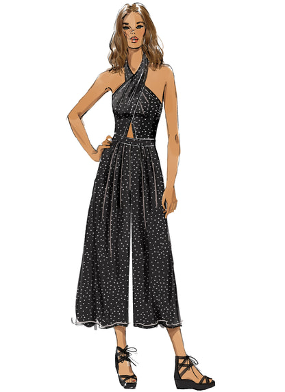 Vogue Patterns V9259 sewing pattern envelope showing the halter romper and jumpsuit designs