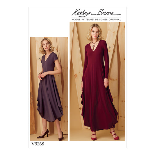 Vogue Patterns V9268 sewing pattern envelope showing the pullover dress designs