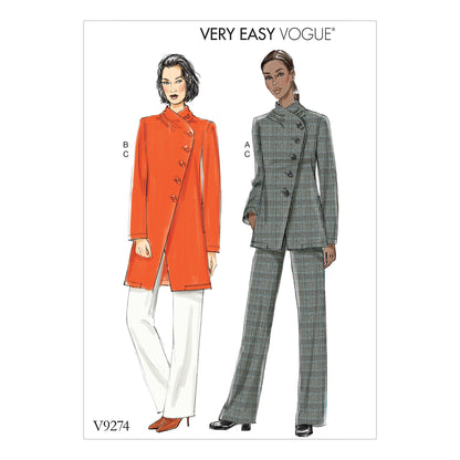 Vogue Patterns V9274 sewing pattern envelope showing the loose-fitting jacket designs