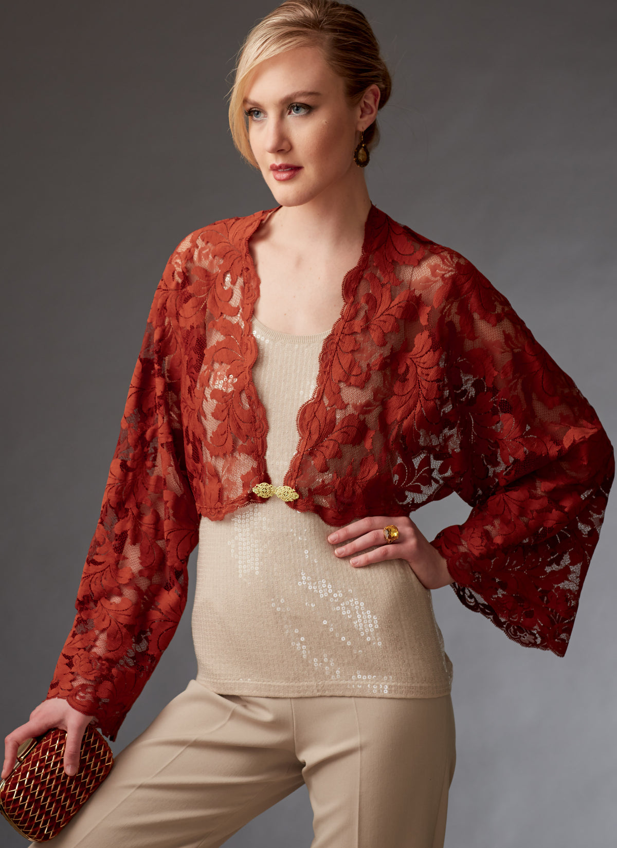 Vogue Patterns V9276 sewing pattern envelope showing the shrug designs