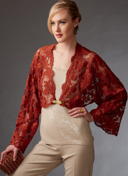 Vogue Patterns V9276 sewing pattern envelope showing the shrug designs