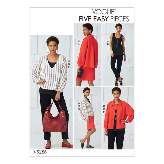 Vogue Patterns V9286 sewing pattern envelope showing the pullover top designs