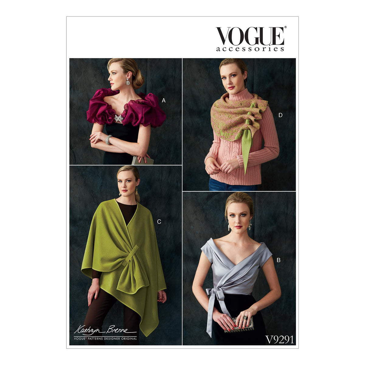 Vogue Patterns V9291 sewing pattern envelope showing the wrap designs
