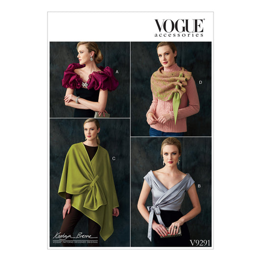 Vogue Patterns V9291 sewing pattern envelope showing the wrap designs