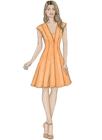 Vogue Patterns V9292 sewing pattern envelope showing the fitted dress with dickey designs