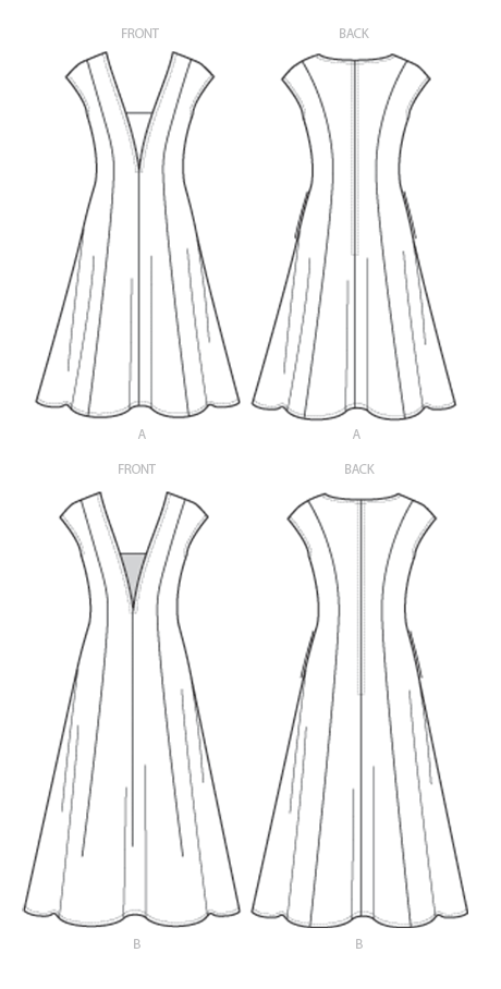 Vogue Patterns V9292 sewing pattern envelope showing the fitted dress with dickey designs