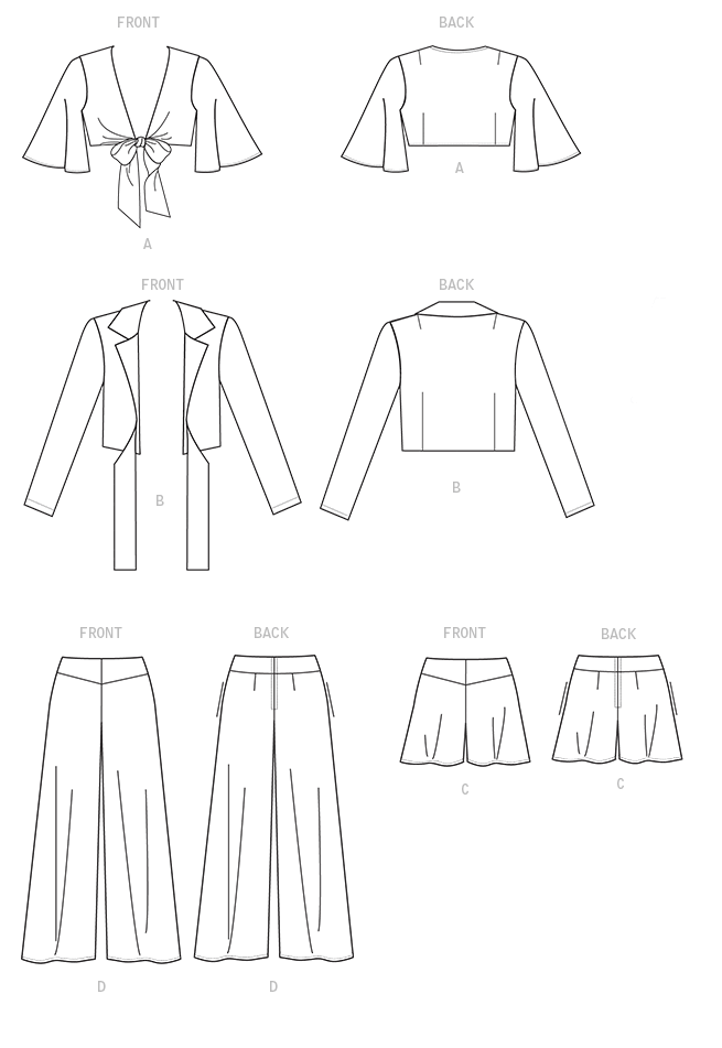 Vogue Patterns V9319 sewing pattern envelope showing the tie front top designs