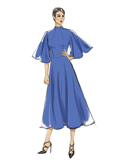 Vogue Patterns V9327 sewing pattern envelope showing the partially lined dress designs