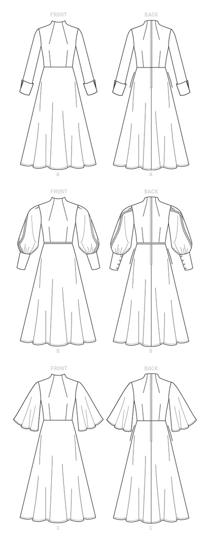 Vogue Patterns V9327 sewing pattern envelope showing the partially lined dress designs