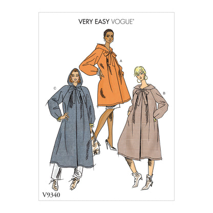 Vogue Patterns V9340 envelope showing hooded coat designs