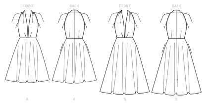 Vogue Patterns V9343 envelope showing circle skirt dress designs