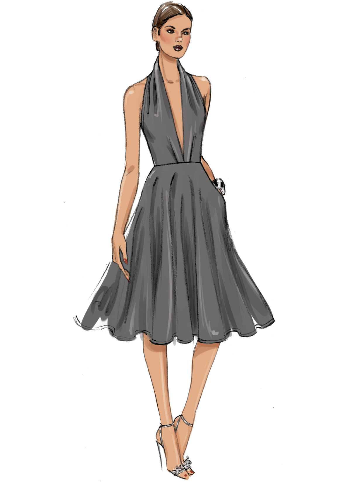Vogue Patterns V9343 envelope showing circle skirt dress designs