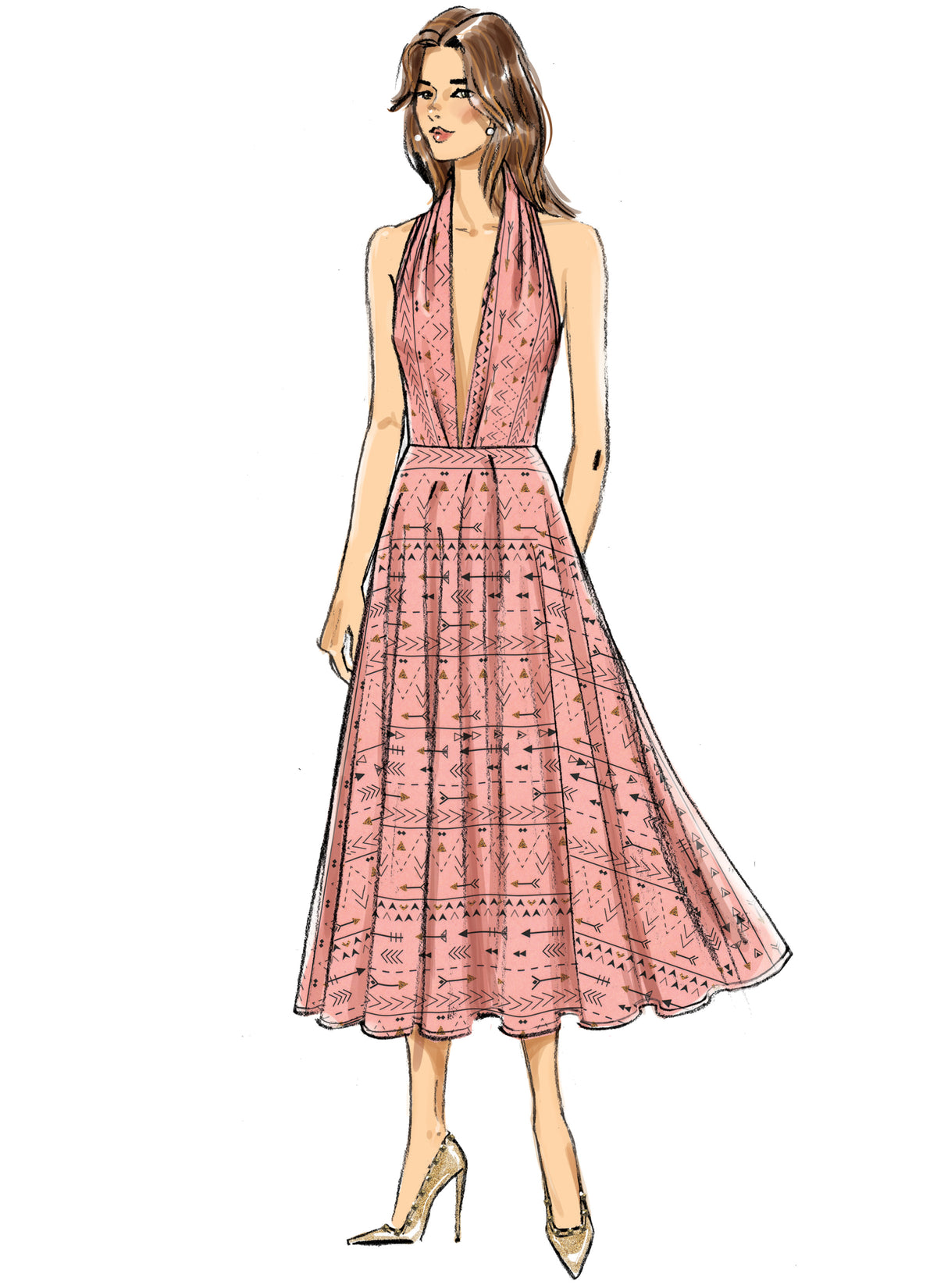 Vogue Patterns V9343 envelope showing circle skirt dress designs