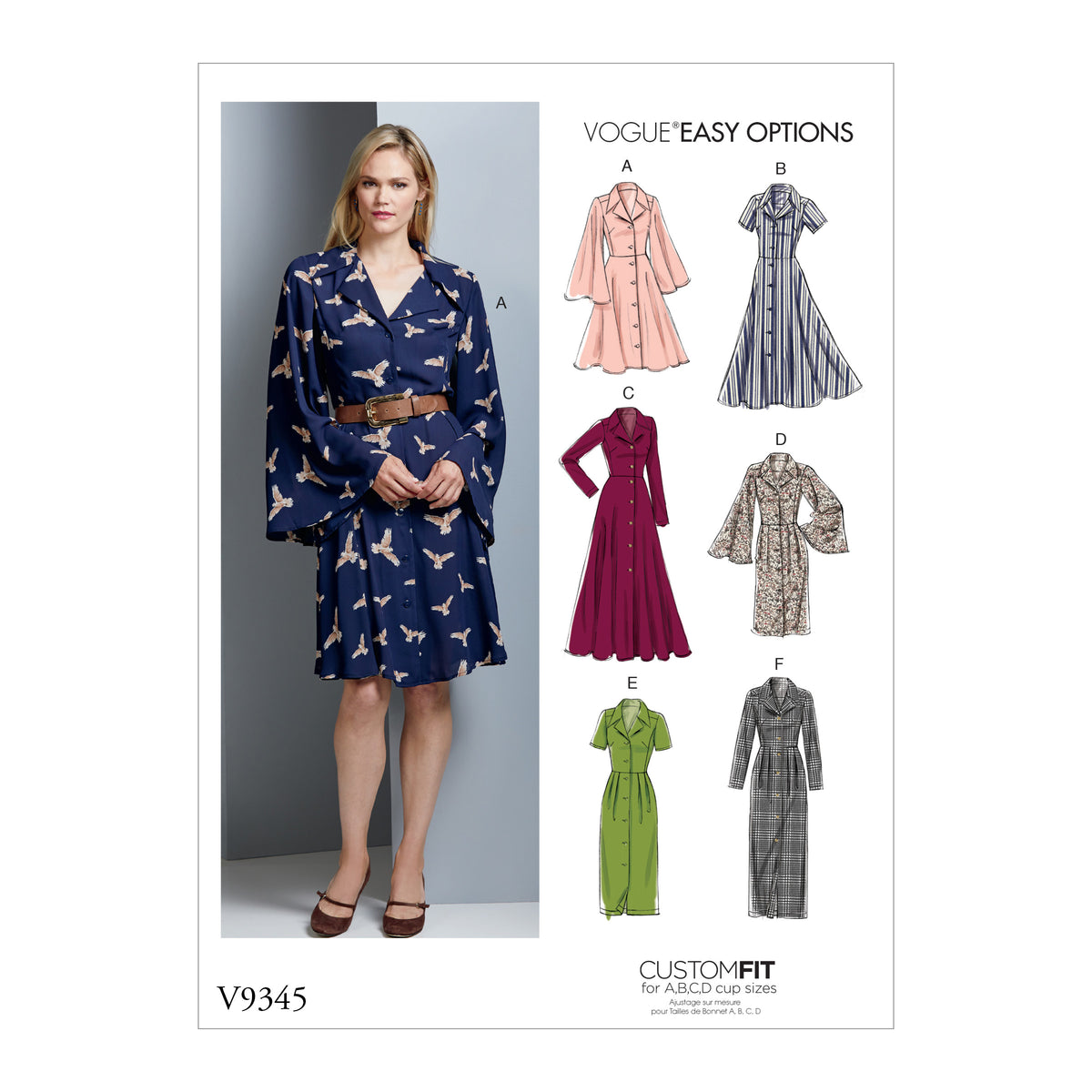 Vogue Patterns V9345 envelope showing dress designs