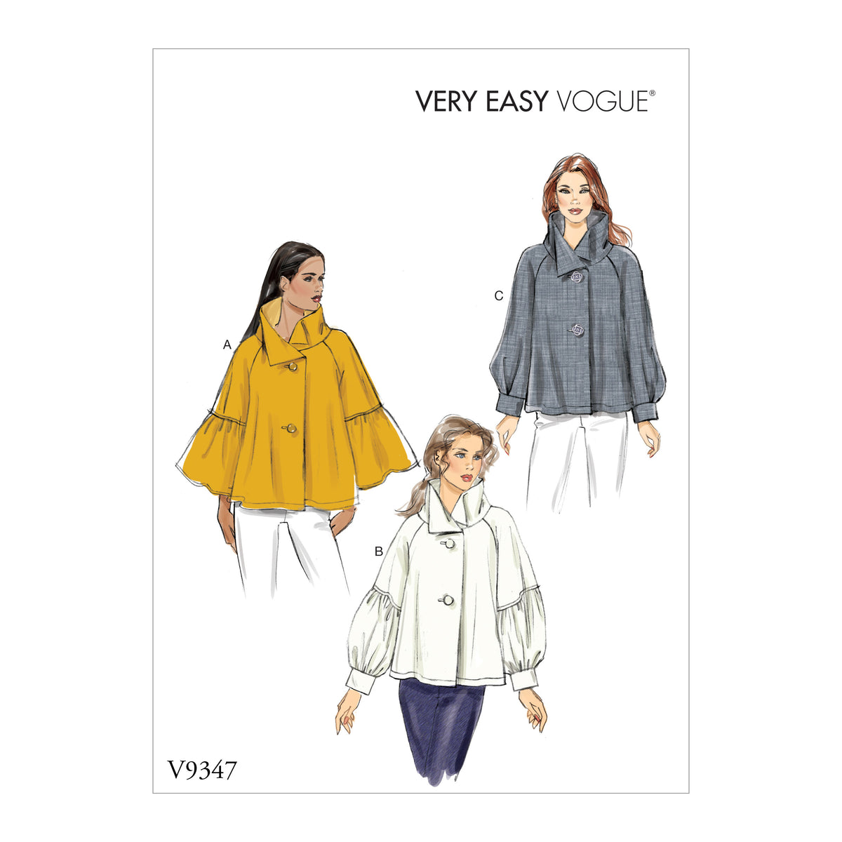 Vogue Patterns V9347 envelope showing swing top designs