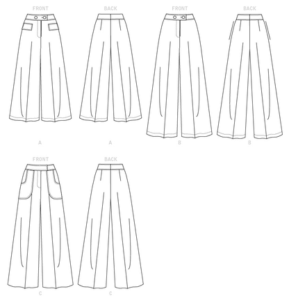 Vogue Patterns V9361 envelope showing flared trousers designs