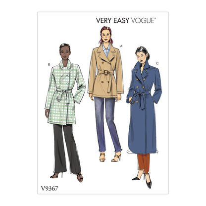 Vogue Patterns V9367 envelope showing double-breasted jacket designs