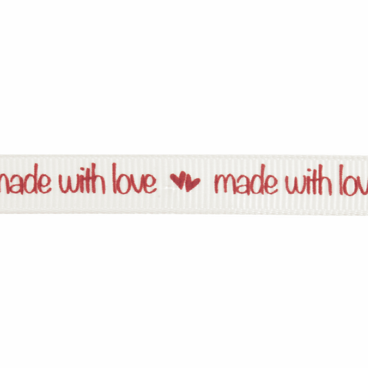 Bowtique Made with Love Grosgrain Ribbon - 5m x 10mm Roll