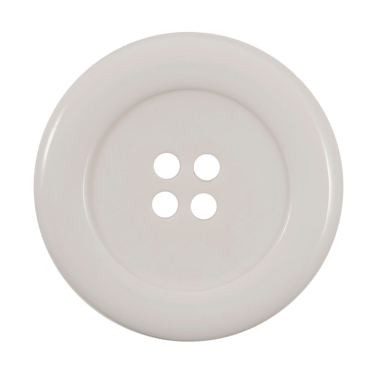 Large white 4-hole button with raised rim