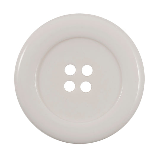 Large white 4-hole button with raised rim
