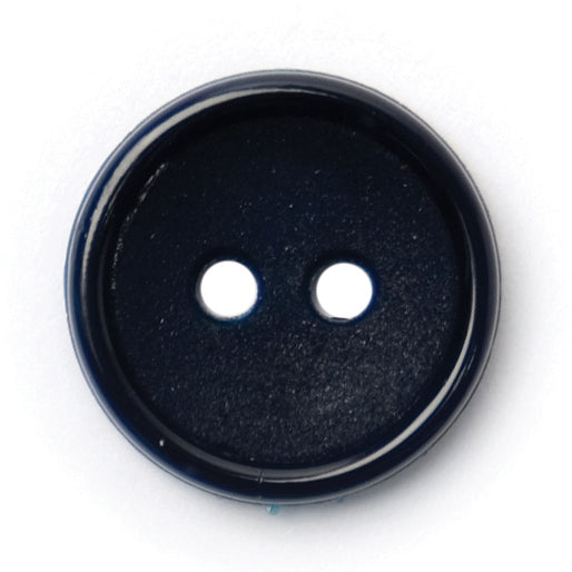Navy two-hole button with a raised rim