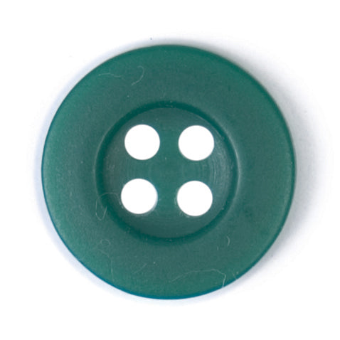 Teal green four-hole button with a wide rim