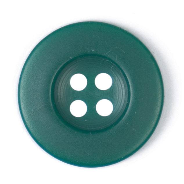 Teal green four-hole button with a wide rim