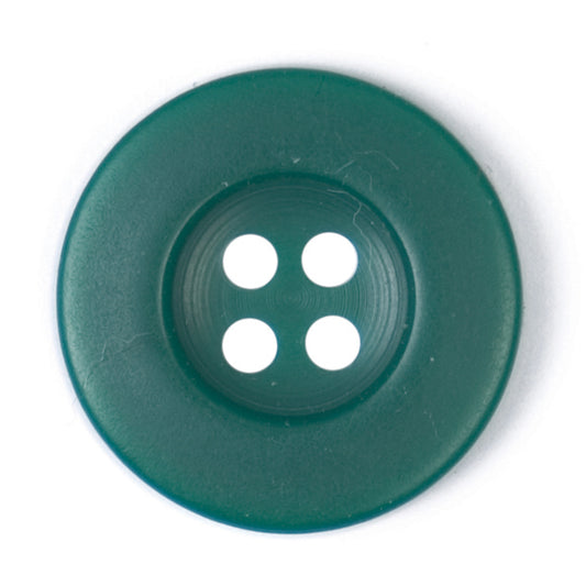 Teal green four-hole button with a wide rim