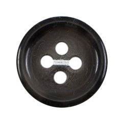 Smoky black four-hole button with a raised rim